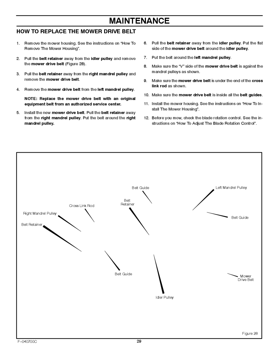 Stanley Black & Decker 387002x92NA manual HOW to Replace the Mower Drive Belt 