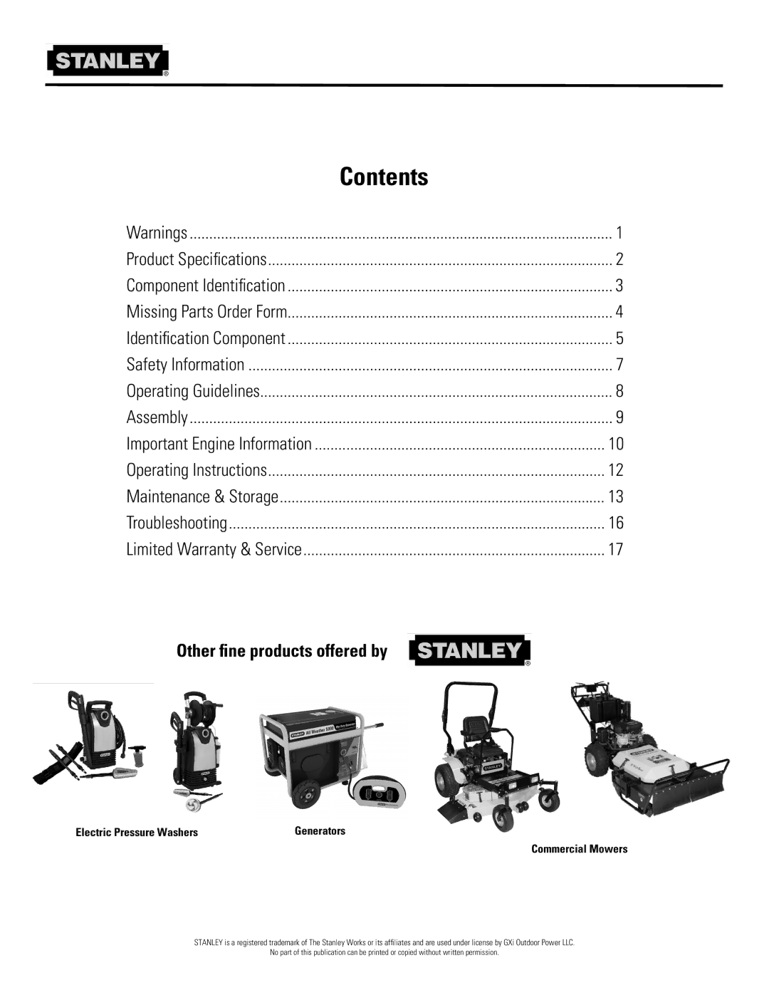 Stanley Black & Decker CH2 owner manual Contents 