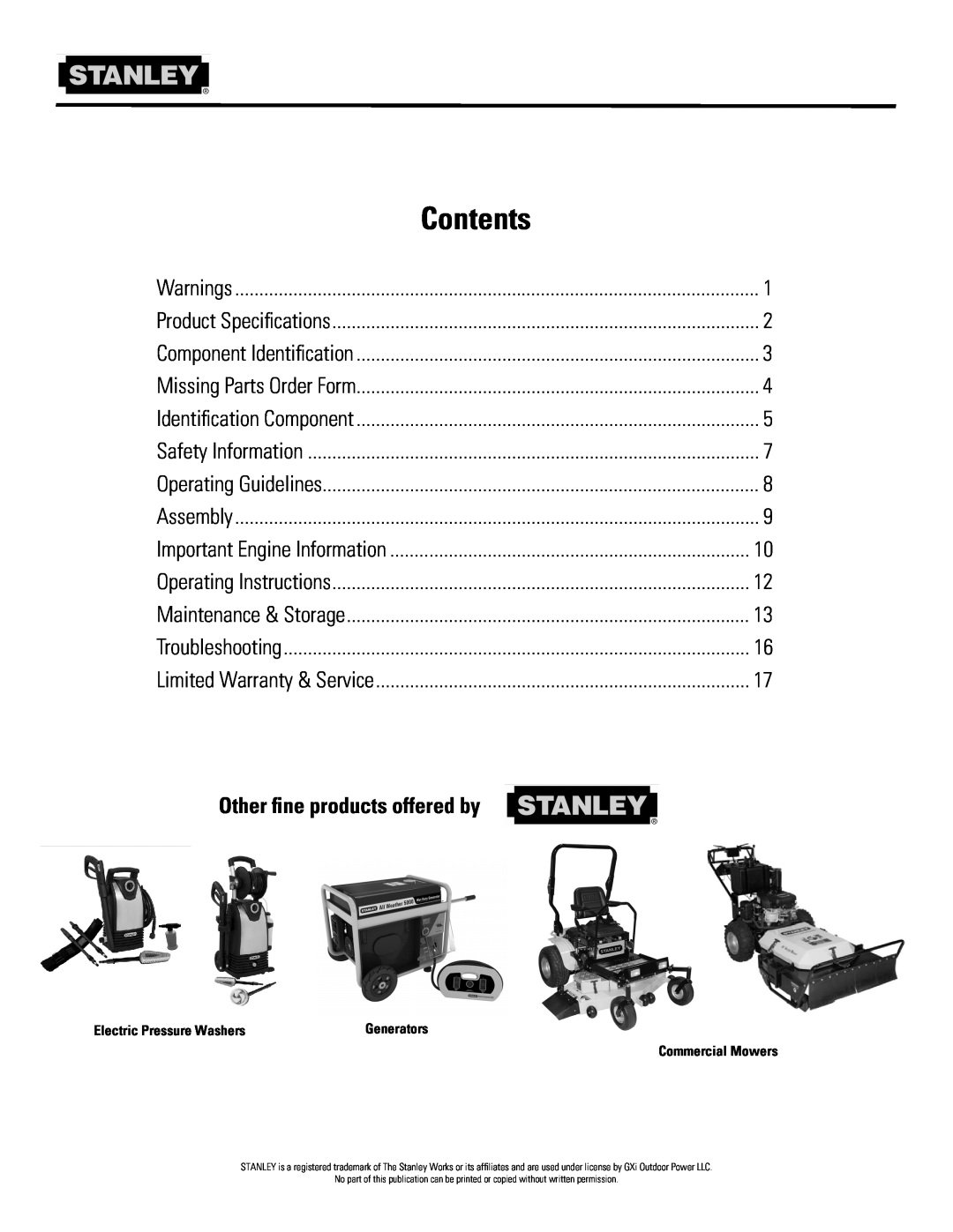 Stanley Black & Decker CH2 owner manual Contents, Other ﬁne products offered by 