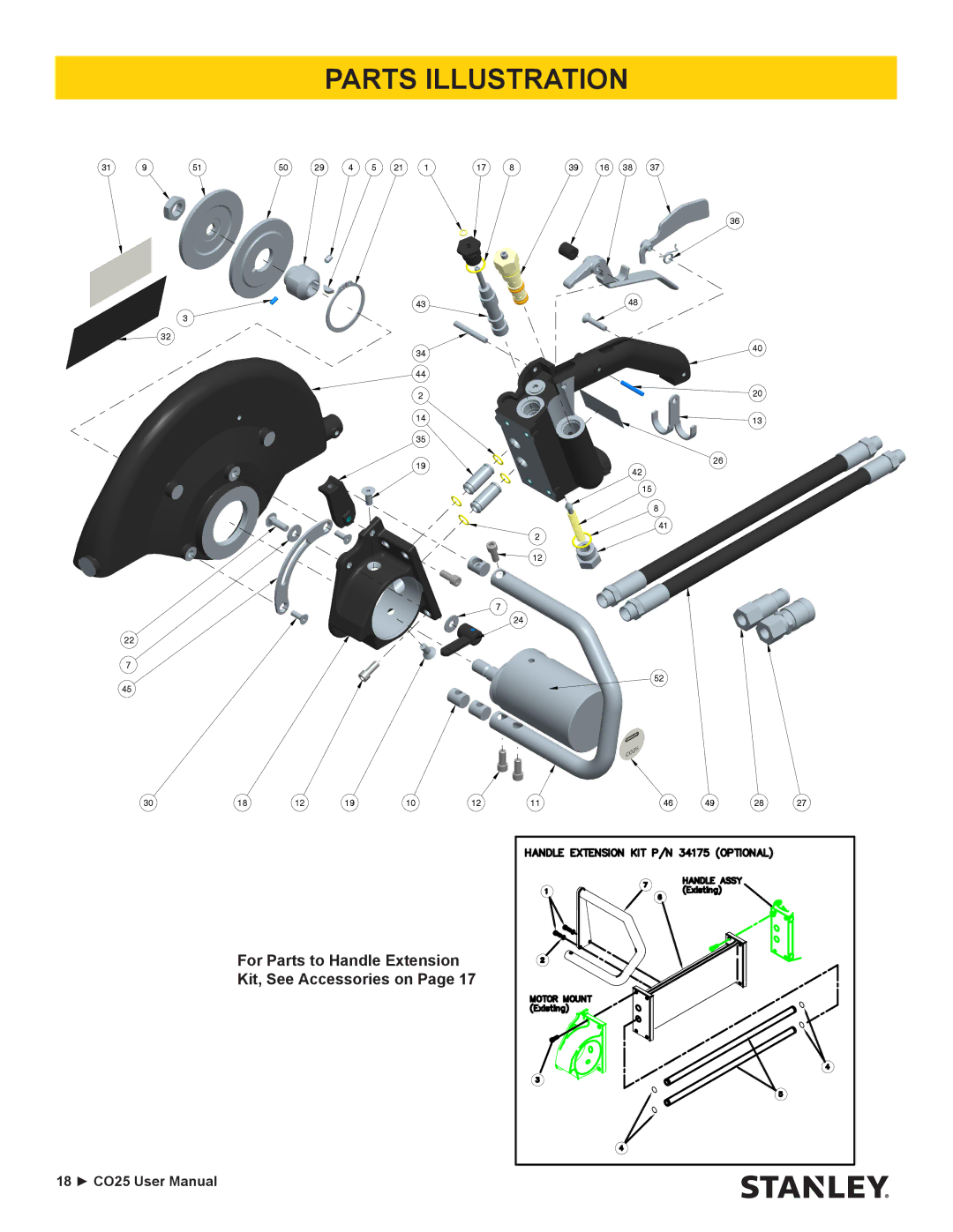 Stanley Black & Decker CO25 user manual Parts Illustration 