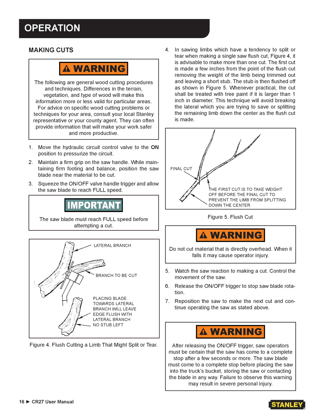 Stanley Black & Decker CR27 user manual Making Cuts 