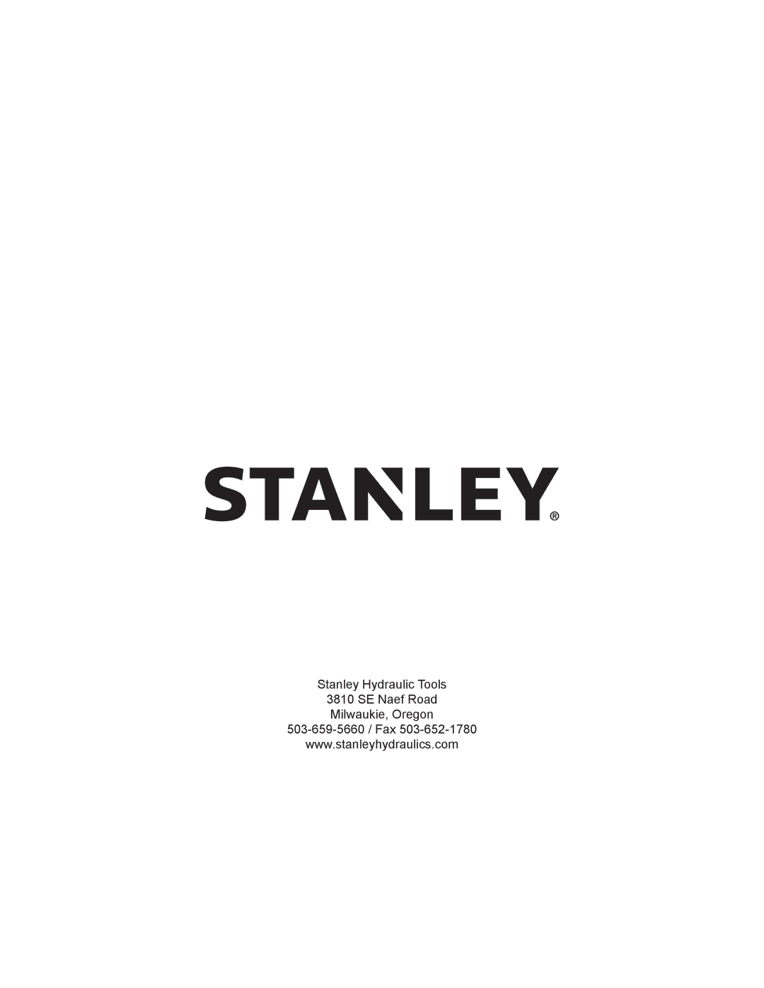 Stanley Black & Decker CT04 user manual Stanley Hydraulic Tools SE Naef Road Milwaukie, Oregon 