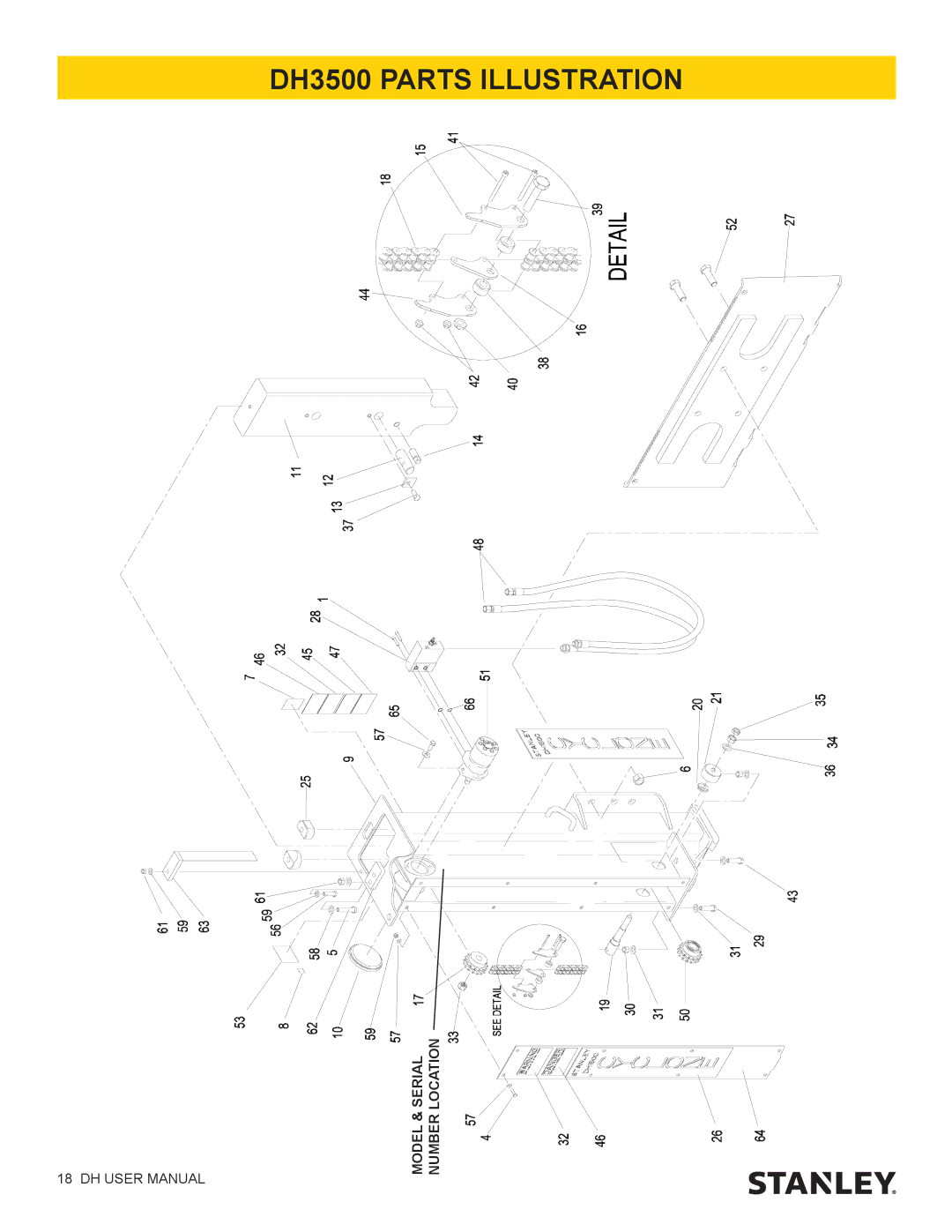 Stanley Black & Decker DH1500 DH3500 DH9000 user manual DH3500 Parts Illustration 