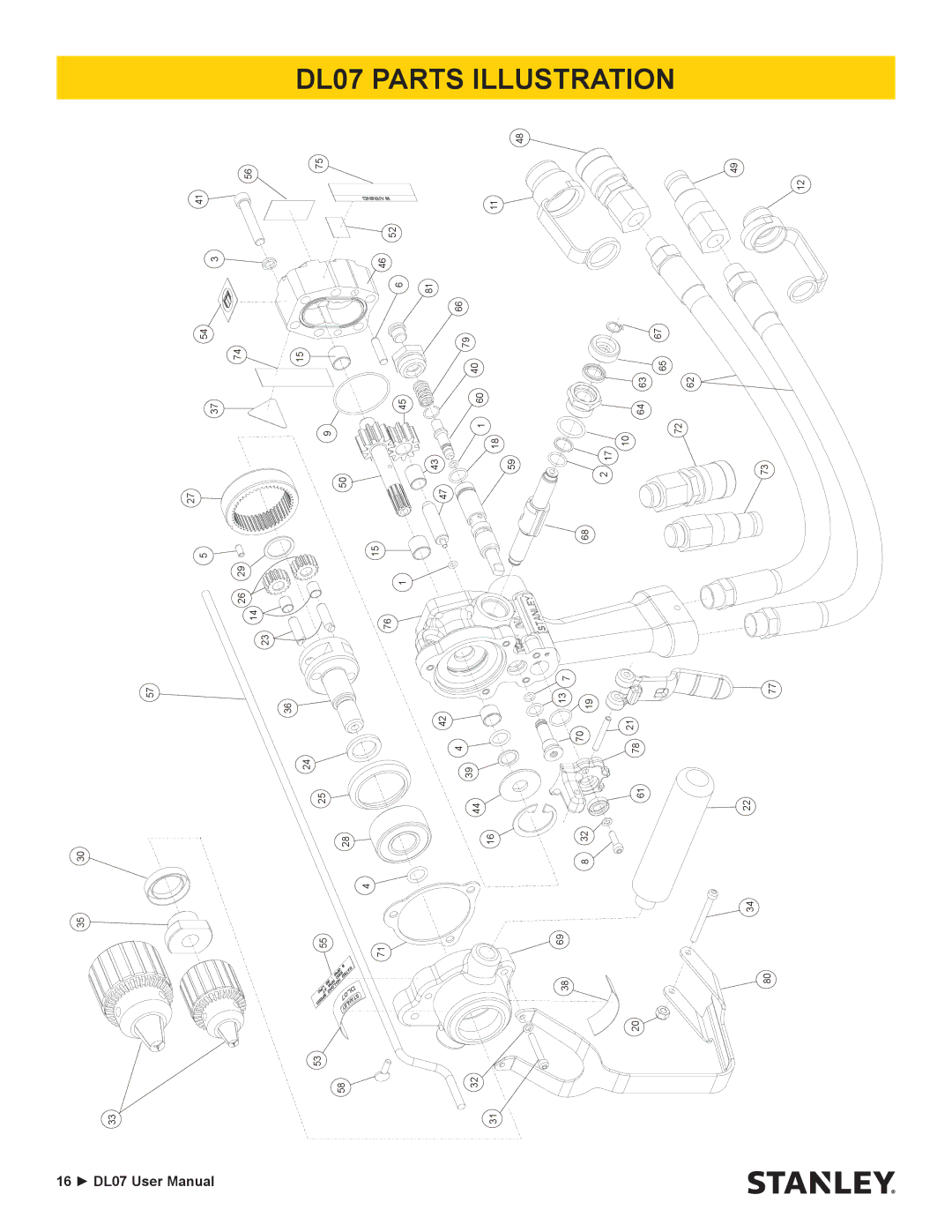 Stanley Black & Decker user manual DL07 Parts Illustration 