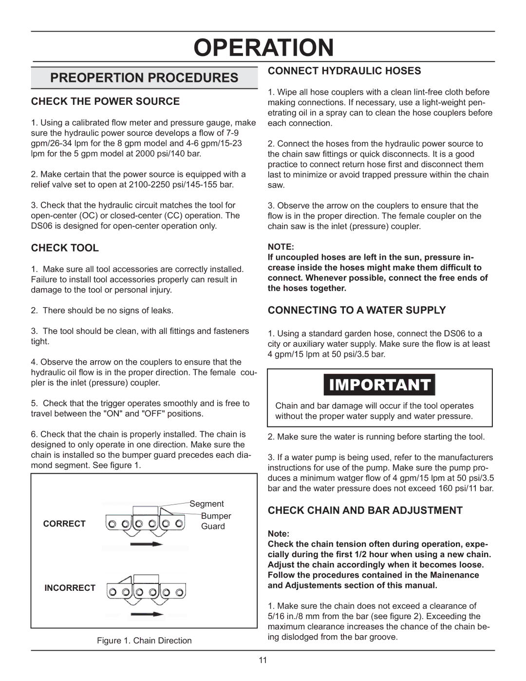 Stanley Black & Decker DS06 manual Operation, Preopertion Procedures 