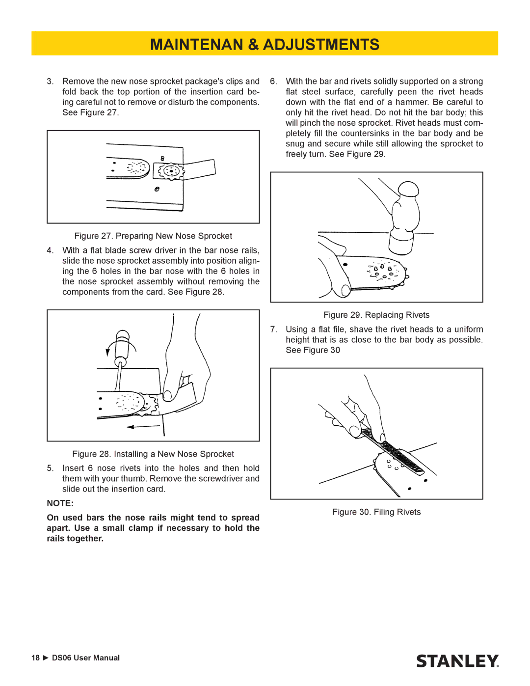 Stanley Black & Decker DS06 user manual Filing Rivets 