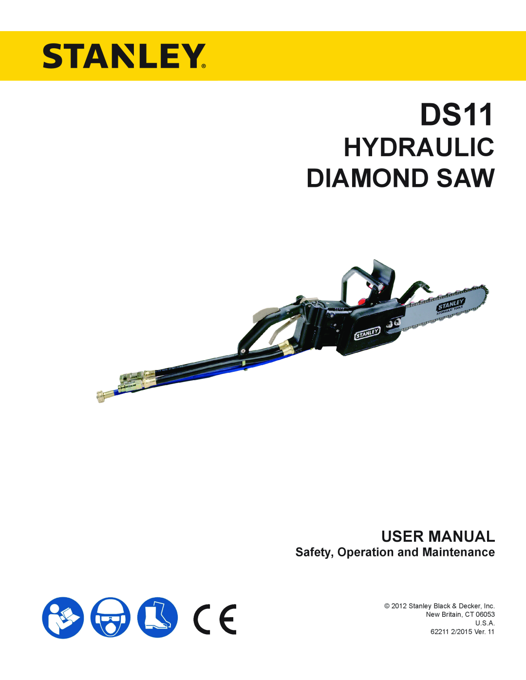 Stanley Black & Decker DS11 user manual Safety, Operation and Maintenance, Hydraulic Diamond Saw 