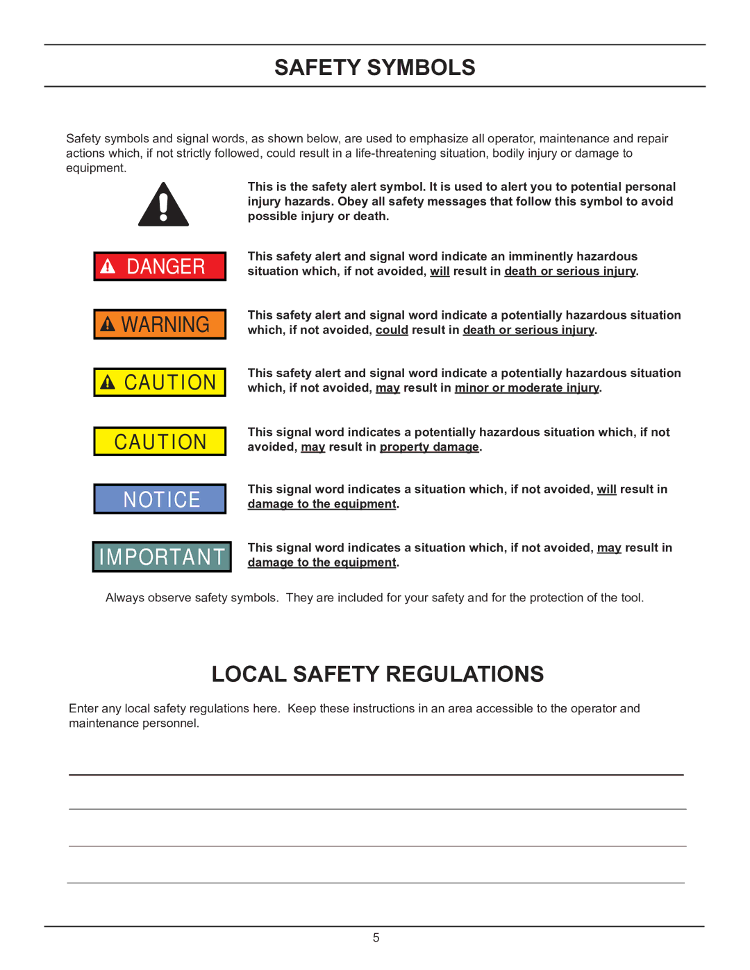 Stanley Black & Decker EP30 user manual Safety Symbols, Local Safety Regulations 