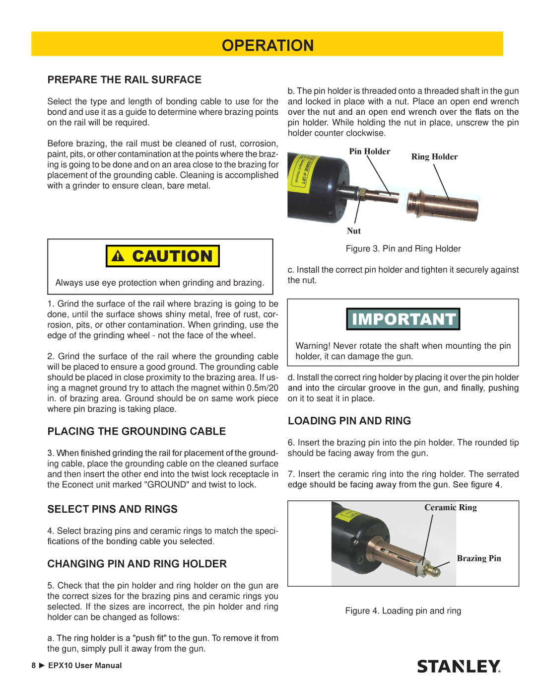 Stanley Black & Decker EPX10 user manual Operation 