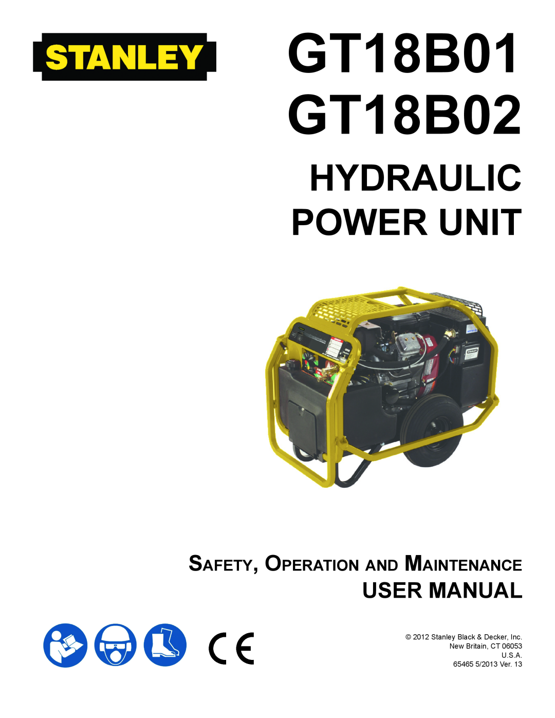 Stanley Black & Decker user manual GT18B01 GT18B02, Hydraulic Power Unit, User Manual 