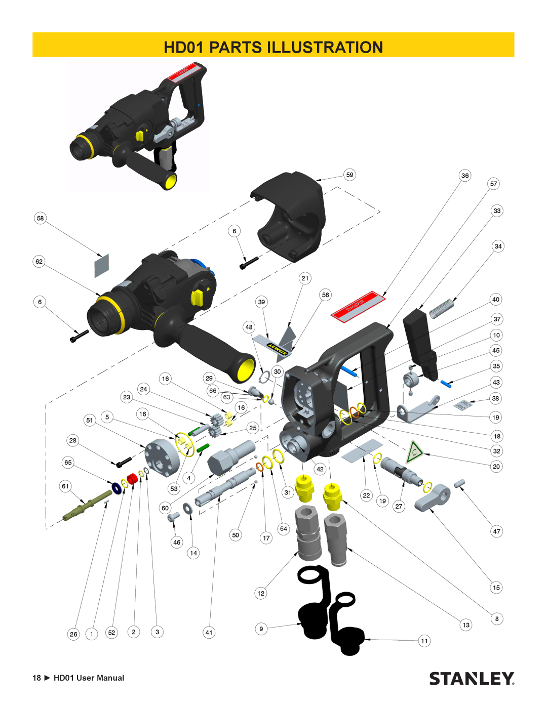 Stanley Black & Decker user manual HD01 Parts Illustration 