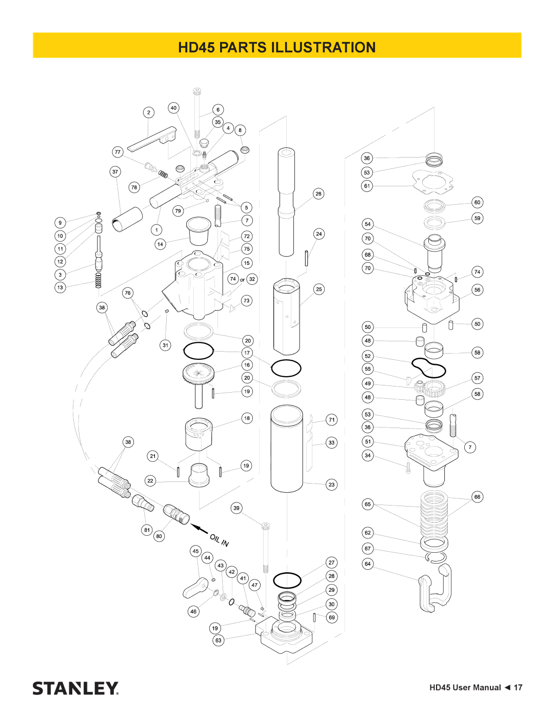 Stanley Black & Decker user manual HD45 Parts Illustration 