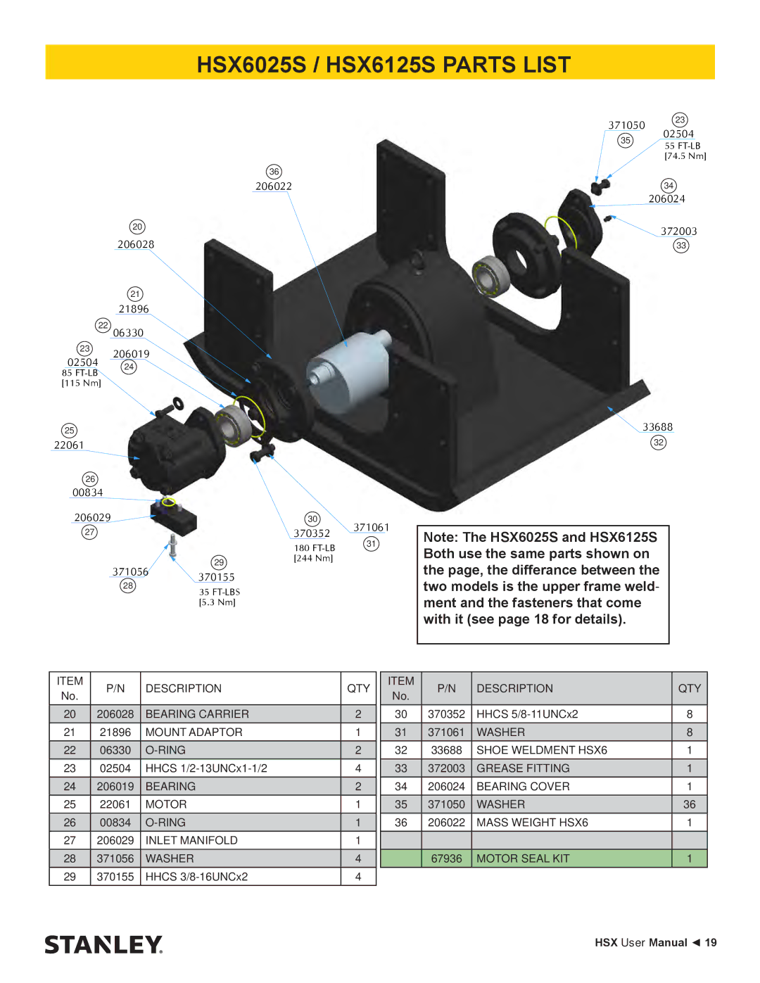 Stanley Black & Decker HSX SERIES user manual 27 206029 Inlet Manifold 