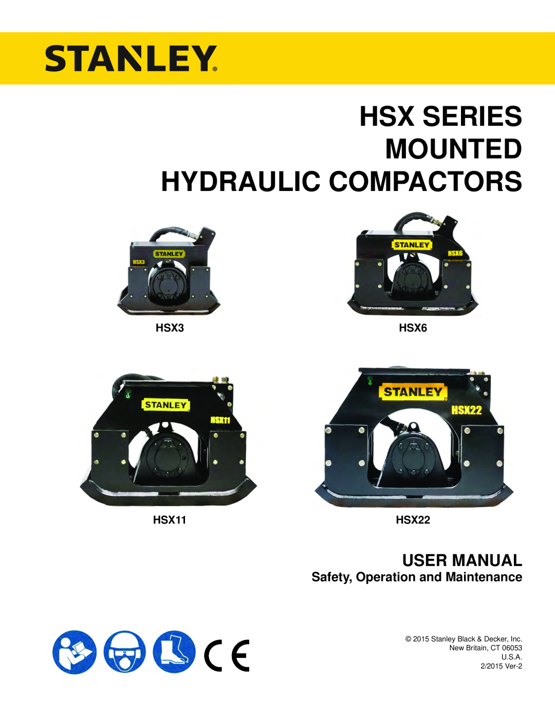 Stanley Black & Decker HSX SERIES user manual Safety, Operation and Maintenance, HSX3, HSX11, HSX6, HSX22 