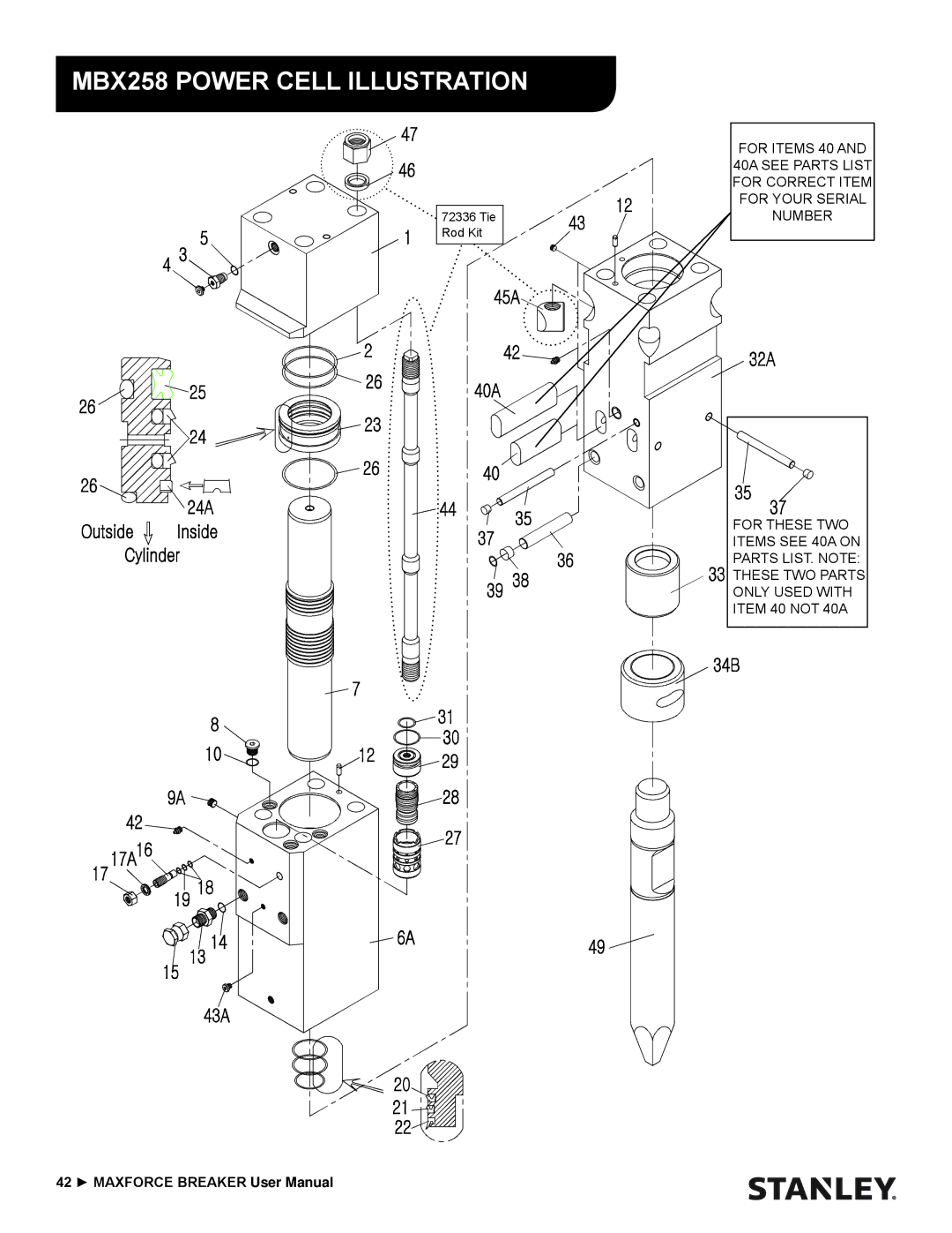 Stanley Black & Decker MBX138 thru MBX608 user manual MBX258 Power Cell Illustration 