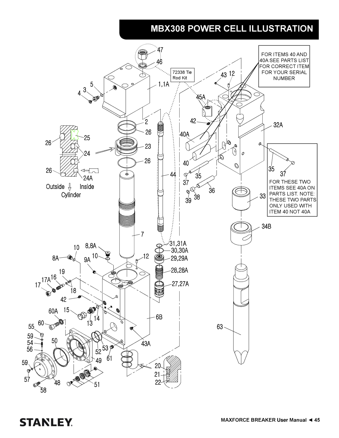 Stanley Black & Decker MBX138 thru MBX608 user manual MBX308 Power Cell Illustration 