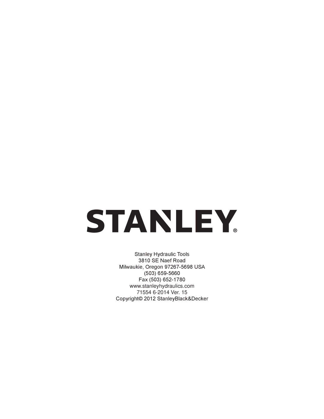 Stanley Black & Decker MBX138 thru MBX608 user manual 