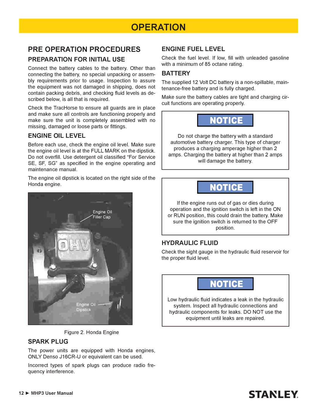 Stanley Black & Decker MHP3 user manual PRE Operation Procedures 