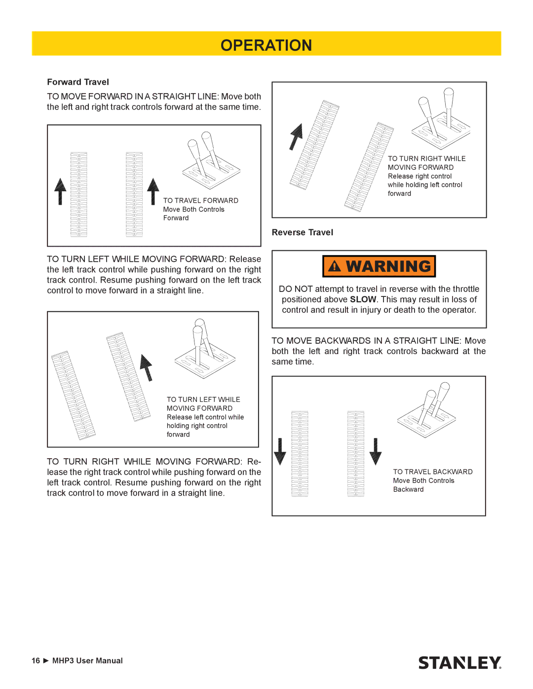 Stanley Black & Decker MHP3 user manual Forward Travel 