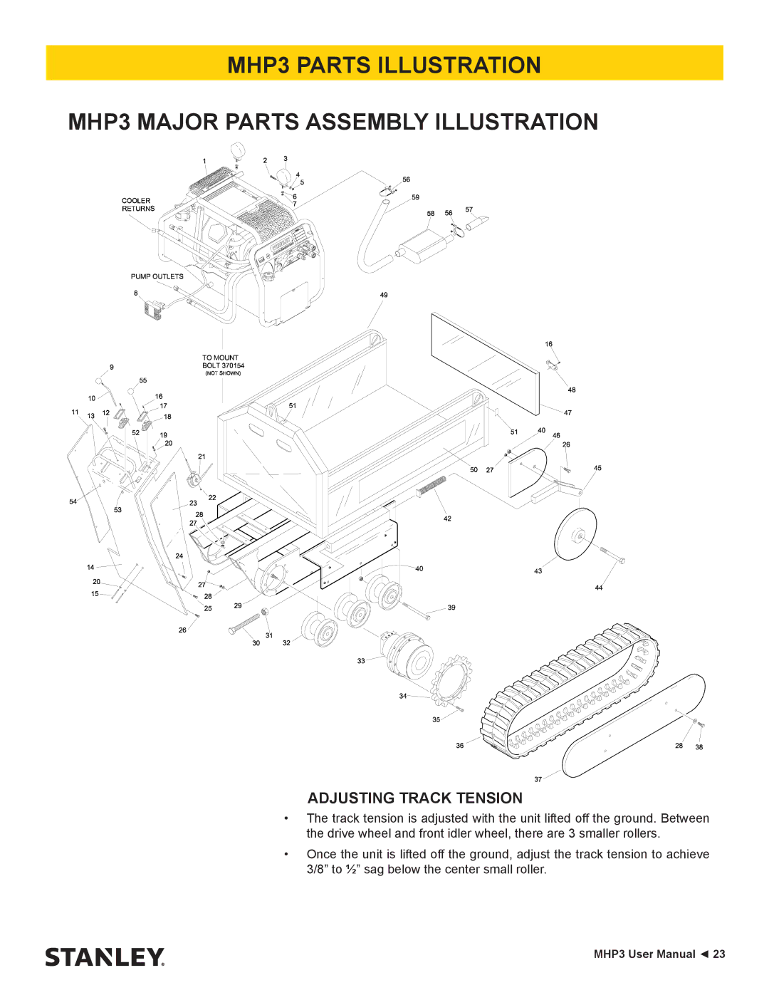 Stanley Black & Decker MHP3 user manual Adjusting Track Tension 