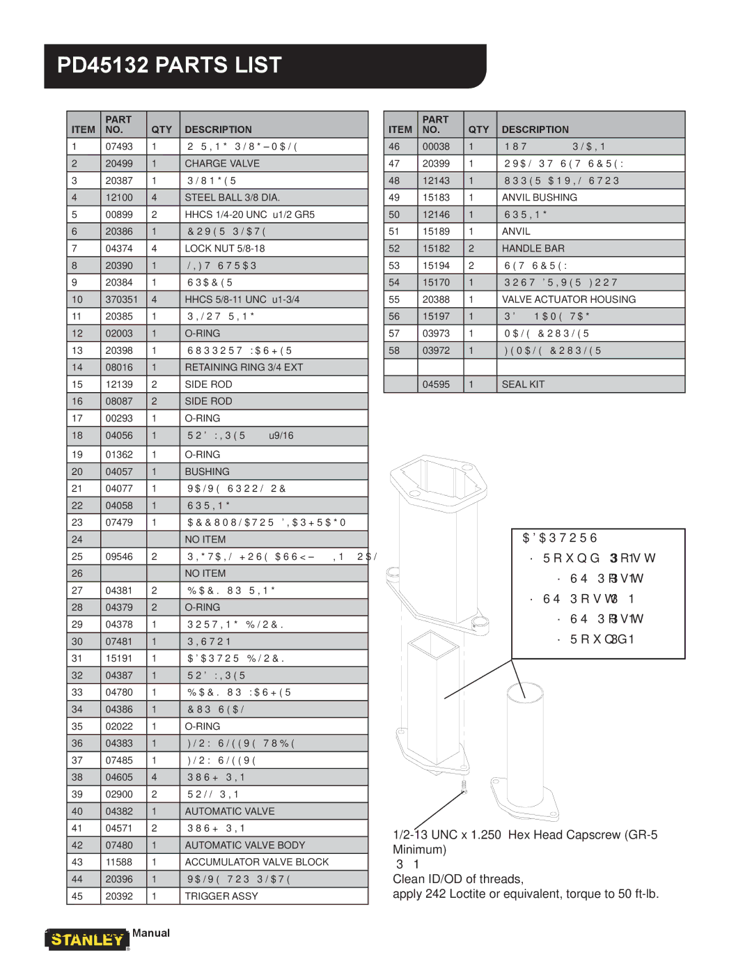 Stanley Black & Decker user manual PD45132 Parts List, Adaptors 