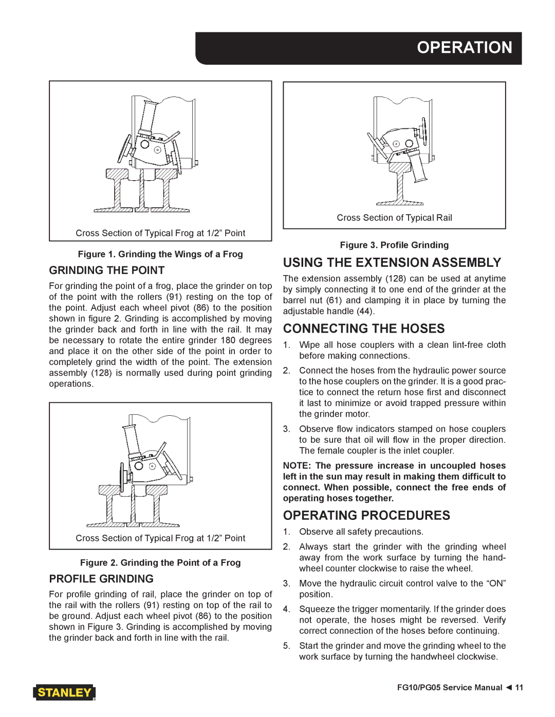 Stanley Black & Decker FG10, PG05 user manual Using the Extension Assembly, Connecting the Hoses, Operating Procedures 