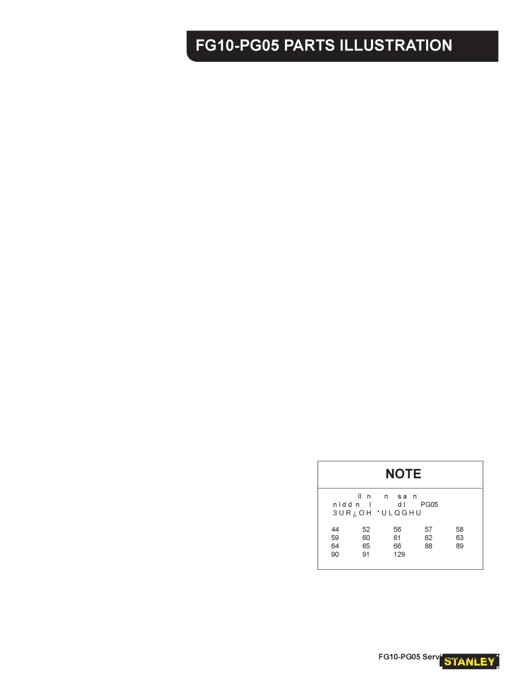 Stanley Black & Decker user manual FG10-PG05 Parts Illustration 