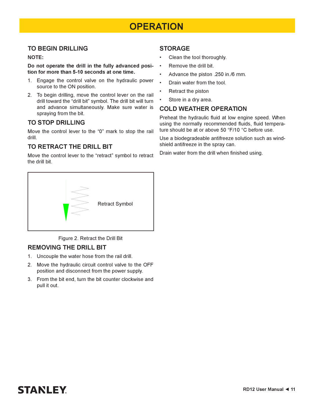 Stanley Black & Decker RD12 user manual To Stop Drilling 