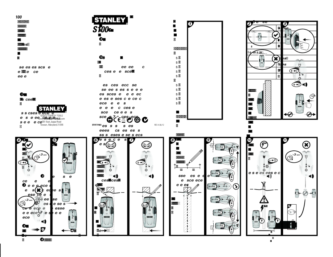 Stanley Black & Decker S100 manual Instructions DE Fonctionnement, Fiche Technique, Garantie, Conseils DE Fonctionnement 