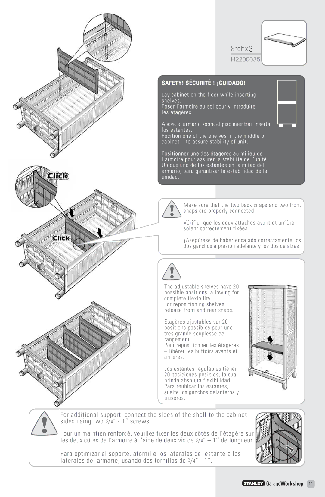 Stanley Black & Decker T3 manual Shelf x, H2200035 