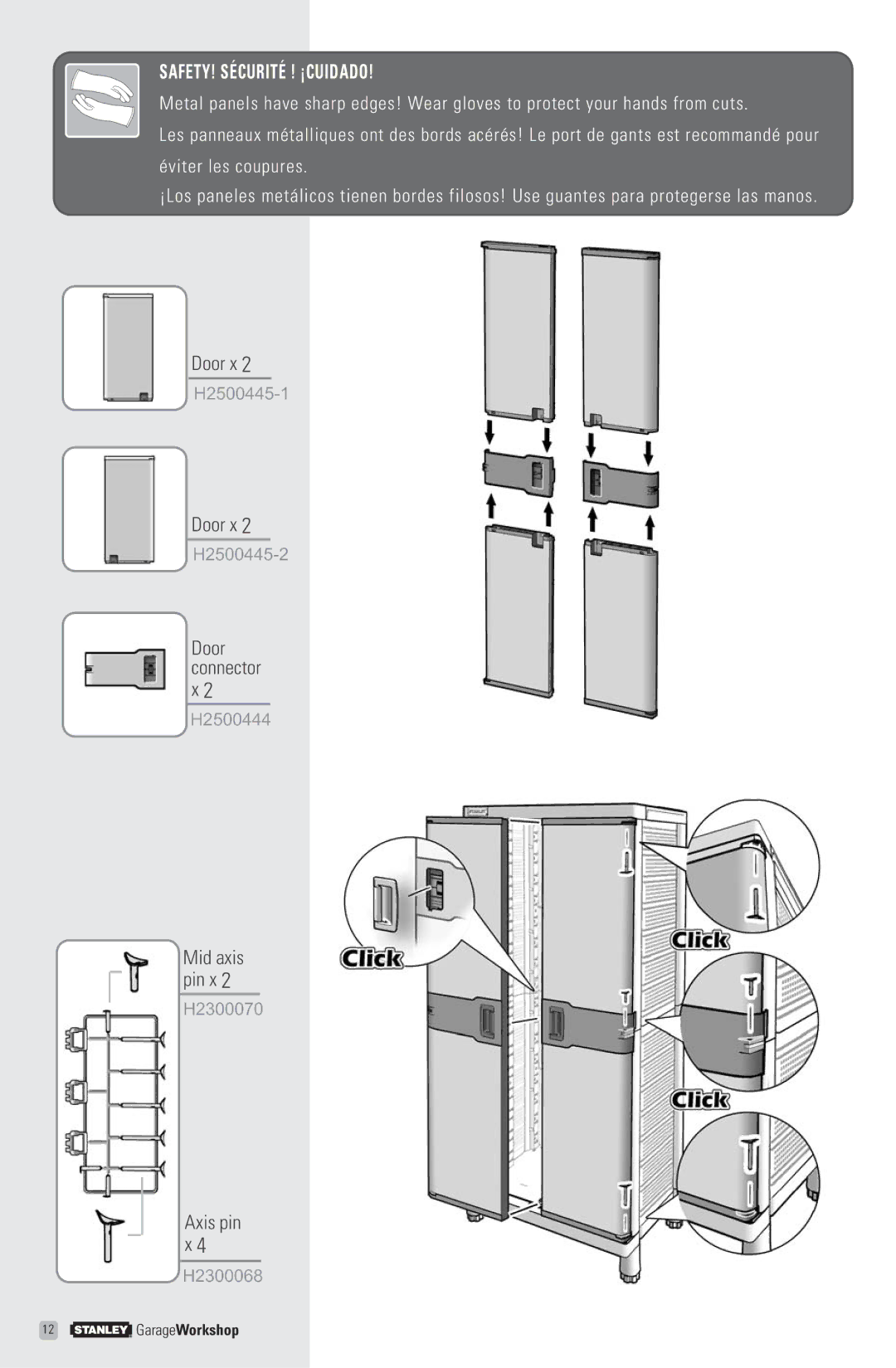 Stanley Black & Decker T3 manual Door x, Axis pin 