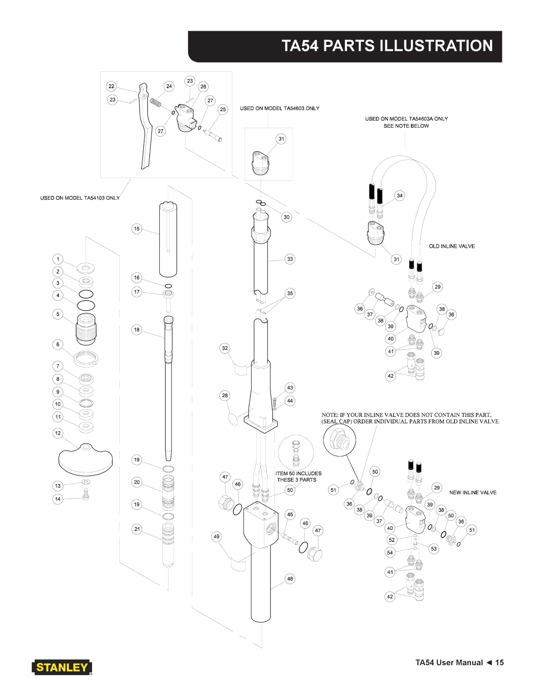 Stanley Black & Decker user manual TA54 Parts Illustration 