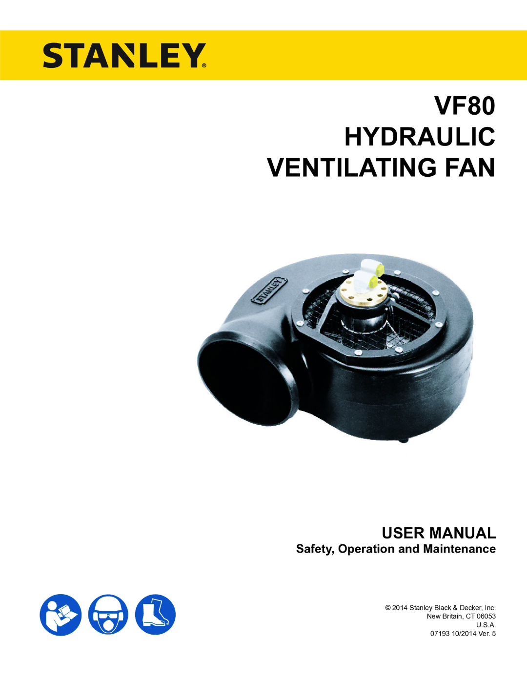 Stanley Black & Decker VF80 user manual Hydraulic Ventilating FAN 