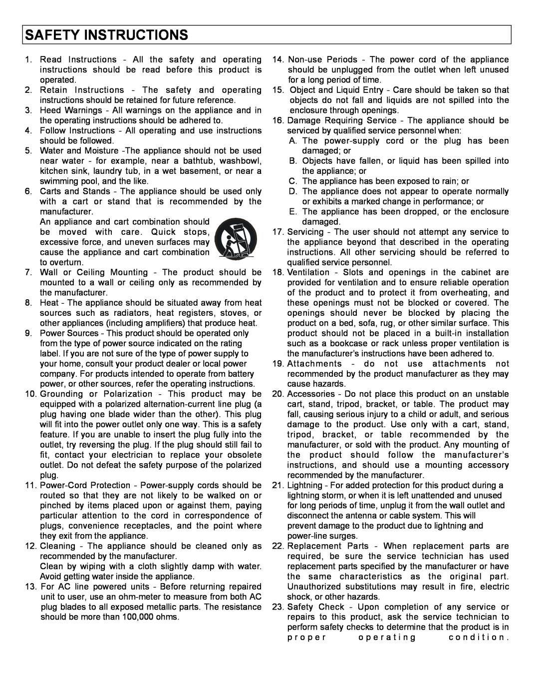 Stanton C-500 user manual Safety Instructions 
