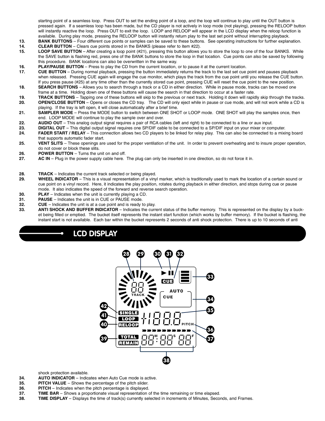 Stanton C.303 manual LCD Display 