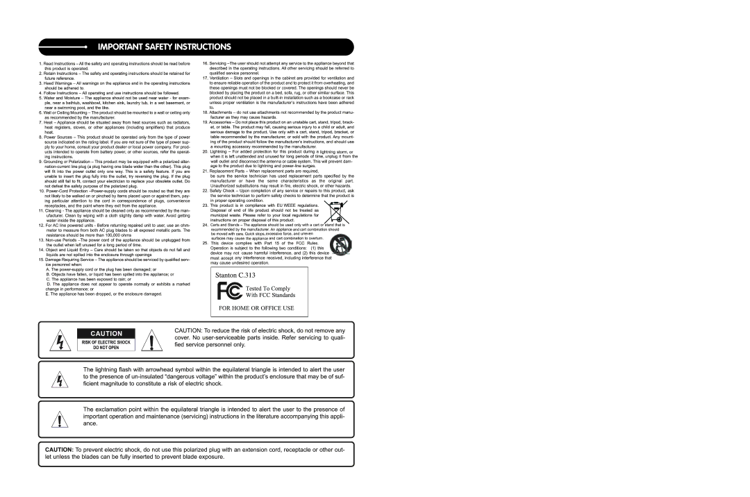 Stanton C.313 user manual 