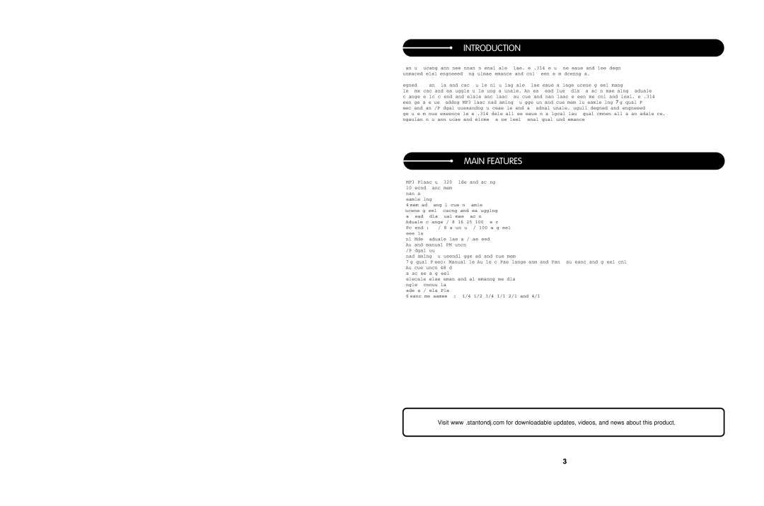 Stanton C.314 user manual Introduction, Main Features 