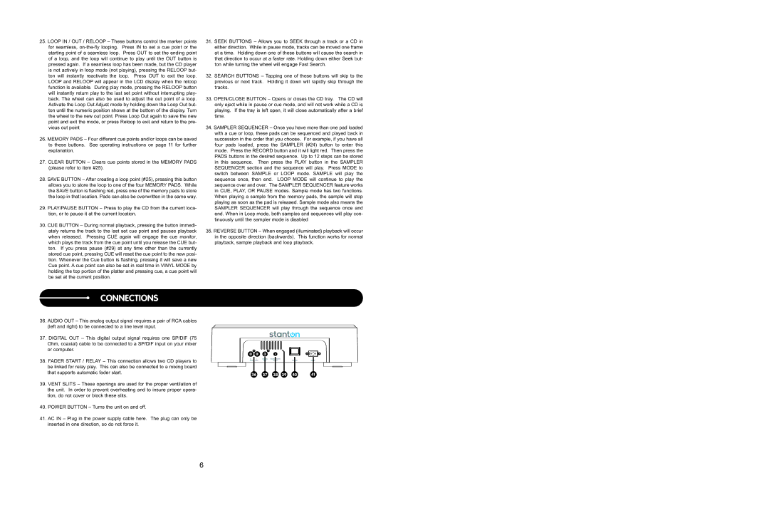 Stanton C.314 user manual Connections 