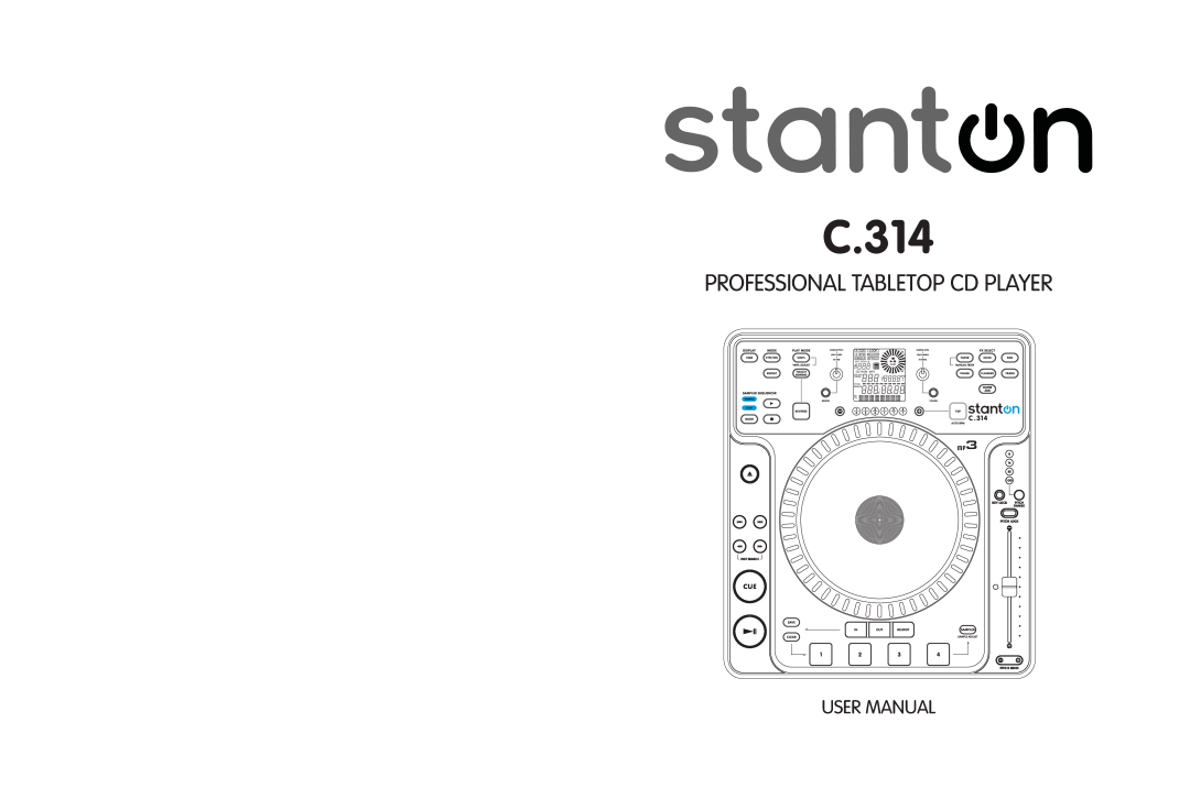 Stanton C.314 user manual Professional Tabletop Cd Player 