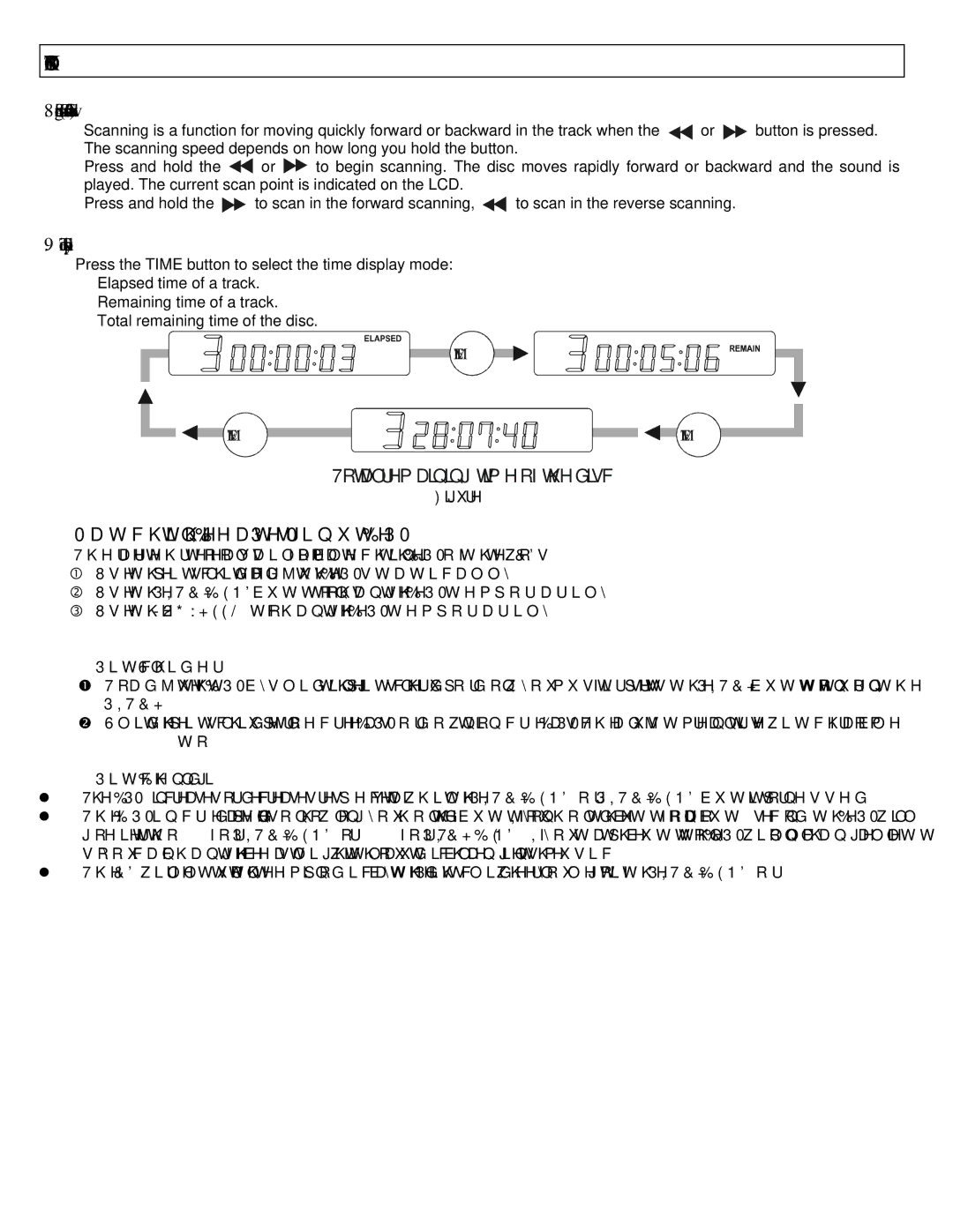 Stanton C.400 user manual Scanning Fast forward/Fast backward, Time display, Matching the Beats Per Minute BPM 