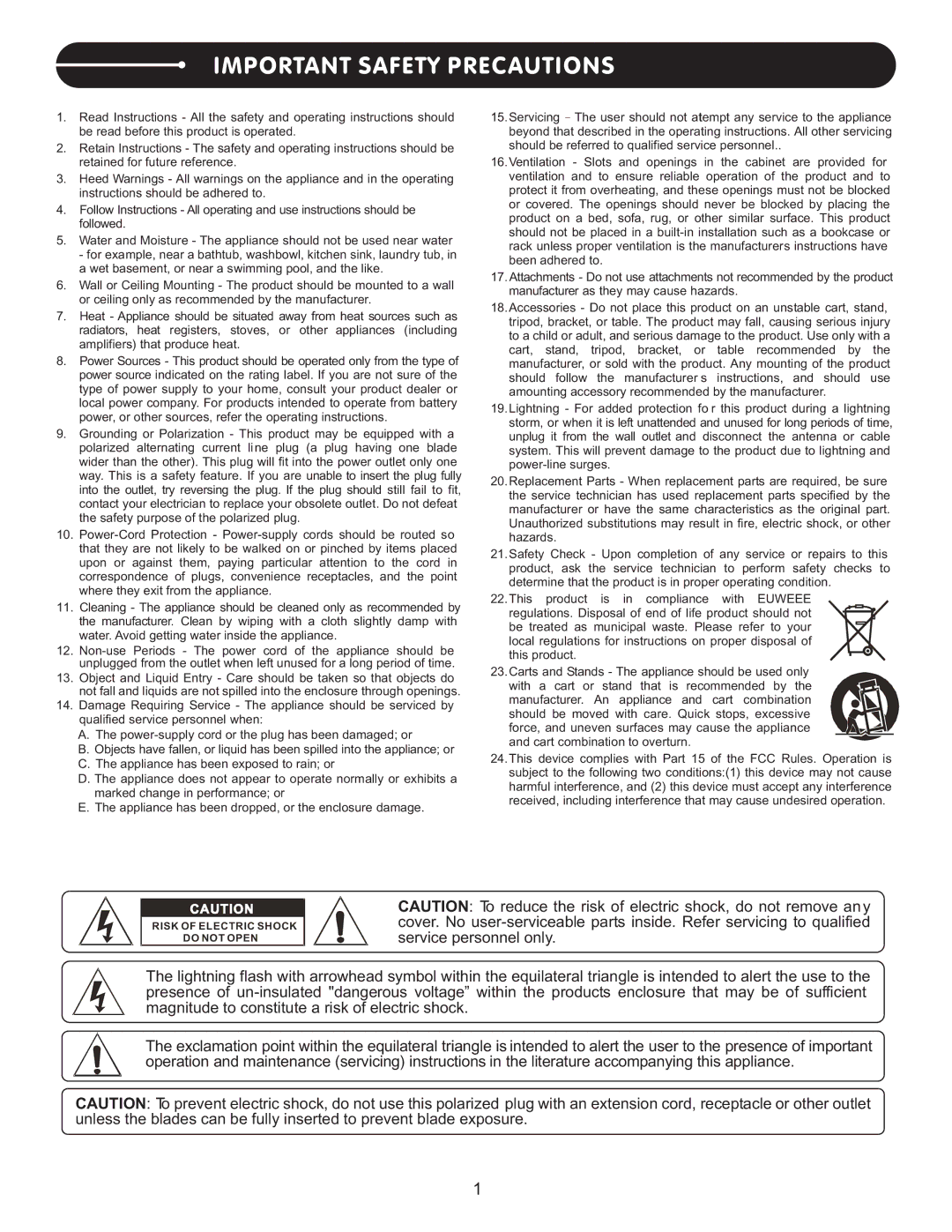 Stanton C.402 user manual Important Safety Precautions 