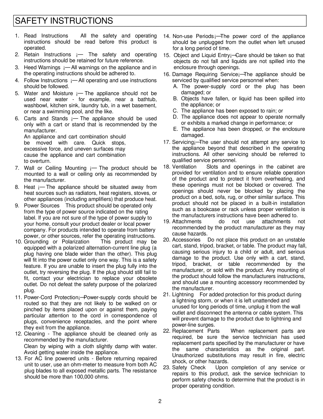 Stanton C.501 user manual Safety Instructions 