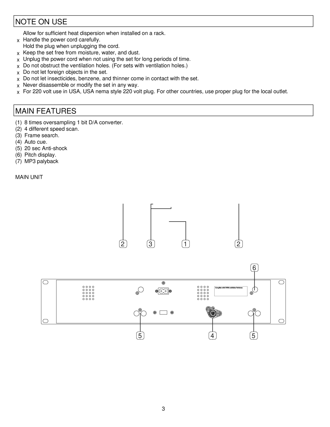 Stanton C.501 user manual Main Features, Remote Control Connector 