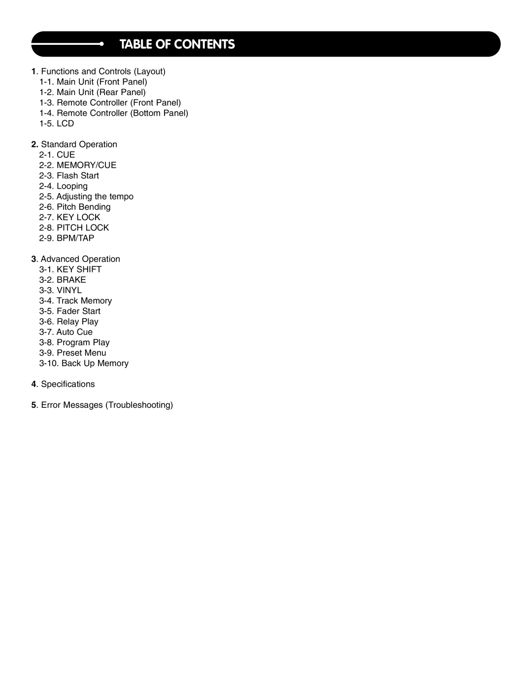 Stanton C.503 manual Table of Contents 