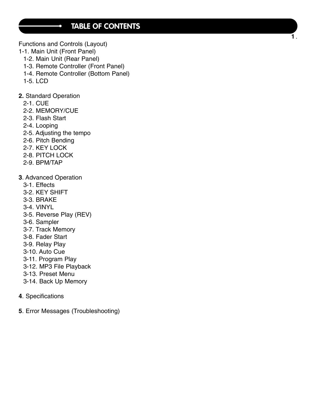 Stanton C.504 manual Table of Contents 