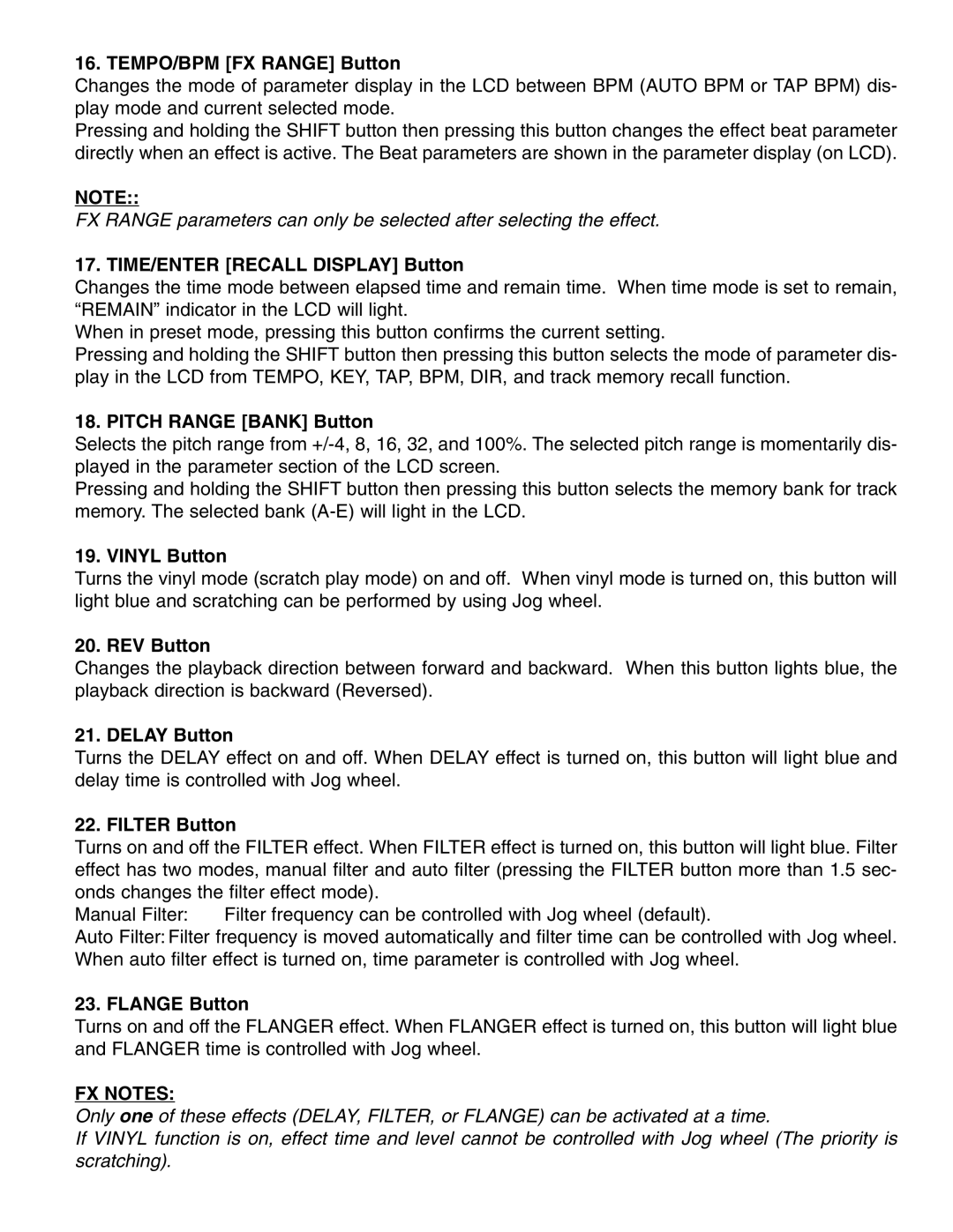 Stanton C.504 manual FX Notes 