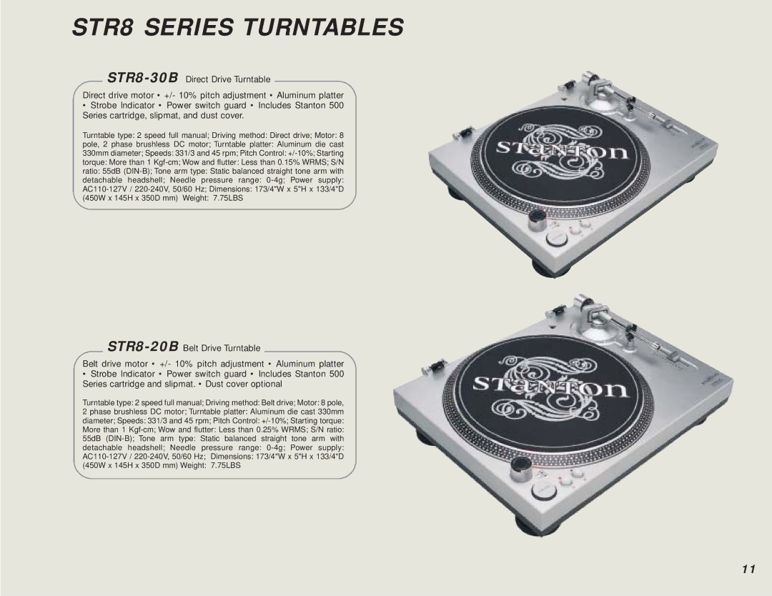 Stanton DJ For Life manual STR8 Series Turntables 