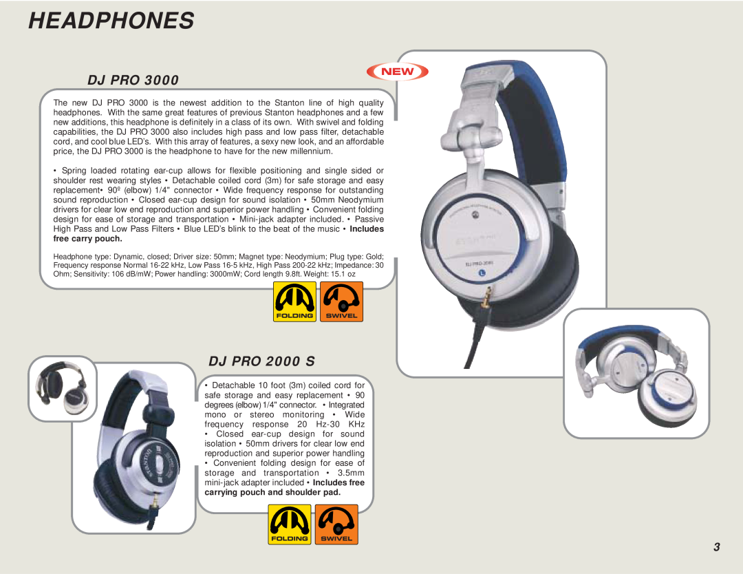 Stanton DJ For Life manual Headphones, Dj Pro, DJ PRO 2000 S 