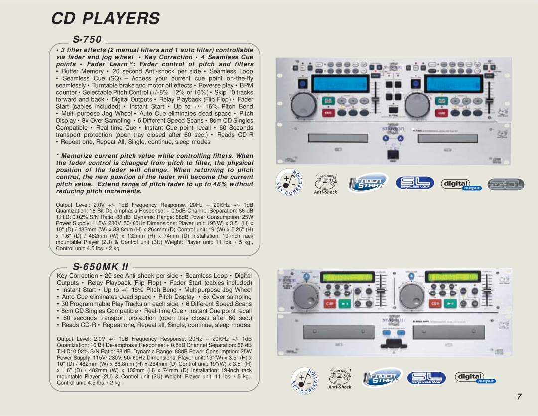 Stanton DJ For Life manual Cd Players, S-750, S-650MKII 