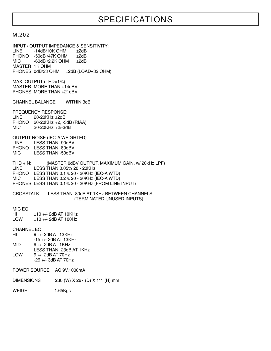 Stanton DJLab.3 owner manual Specifications, 202 